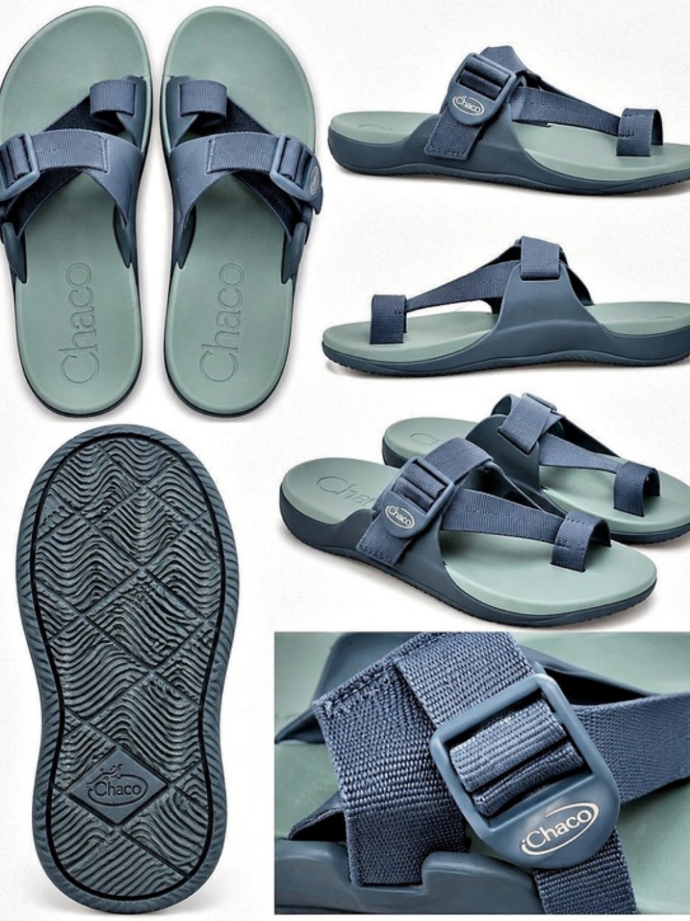 Chaco Chillos Slide Teal Blue Sport Sandals Size 8